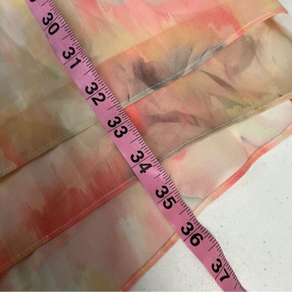 WHITE HOUSE BLACK MARKET COLD SHOULDER WATERCOLOR DRESS ECRU PEACH SZ 00 NWT - Picture 10 of 10